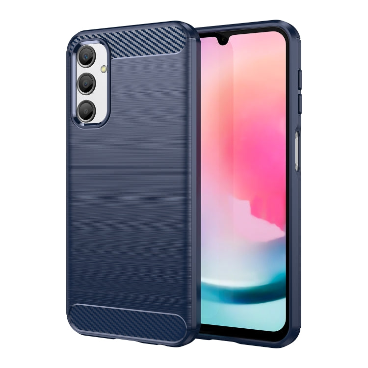 For Samsung Galaxy A24 4G Brushed Texture Carbon Fiber TPU Phone Case