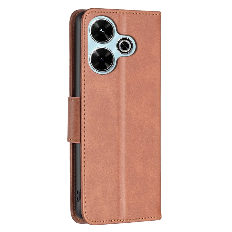 For Xiaomi Poco M6 4G / Redmi 13 4G Lambskin Texture Pure Color Flip Leather Phone Case
