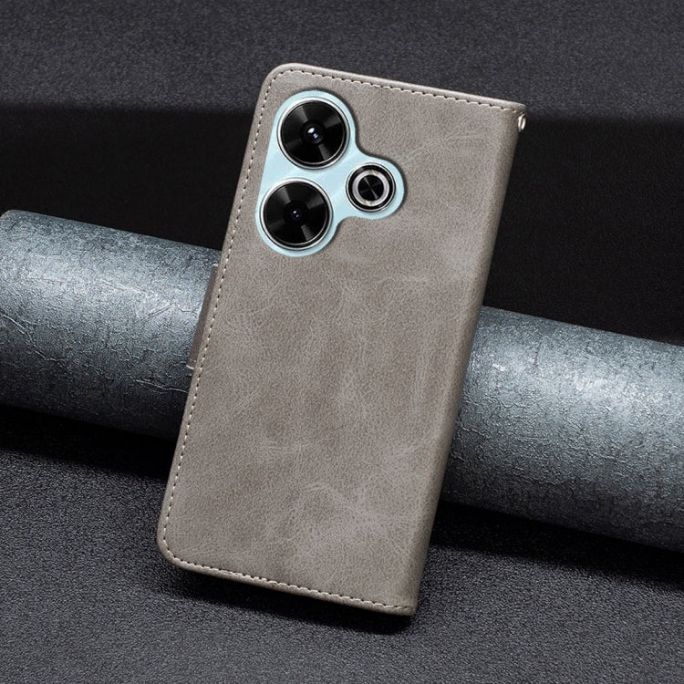 For Xiaomi Poco M6 4G / Redmi 13 4G Lambskin Texture Pure Color Flip Leather Phone Case