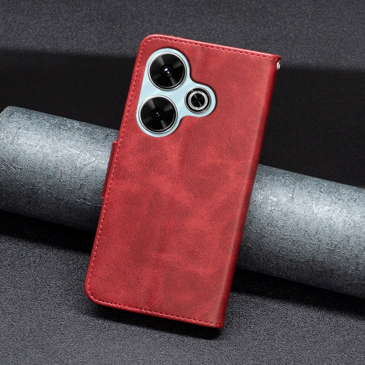 For Xiaomi Poco M6 4G / Redmi 13 4G Lambskin Texture Pure Color Flip Leather Phone Case