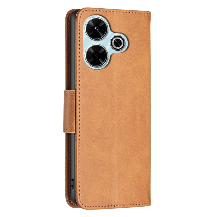 For Xiaomi Poco M6 4G / Redmi 13 4G Lambskin Texture Pure Color Flip Leather Phone Case