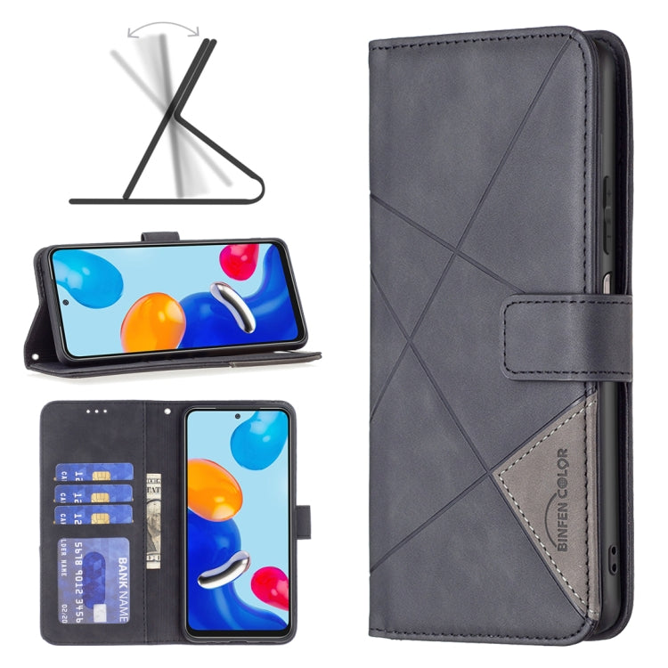 For Xiaomi Redmi Note 12S 4G / Note 11 Magnetic Buckle Rhombus Texture Leather Phone Case