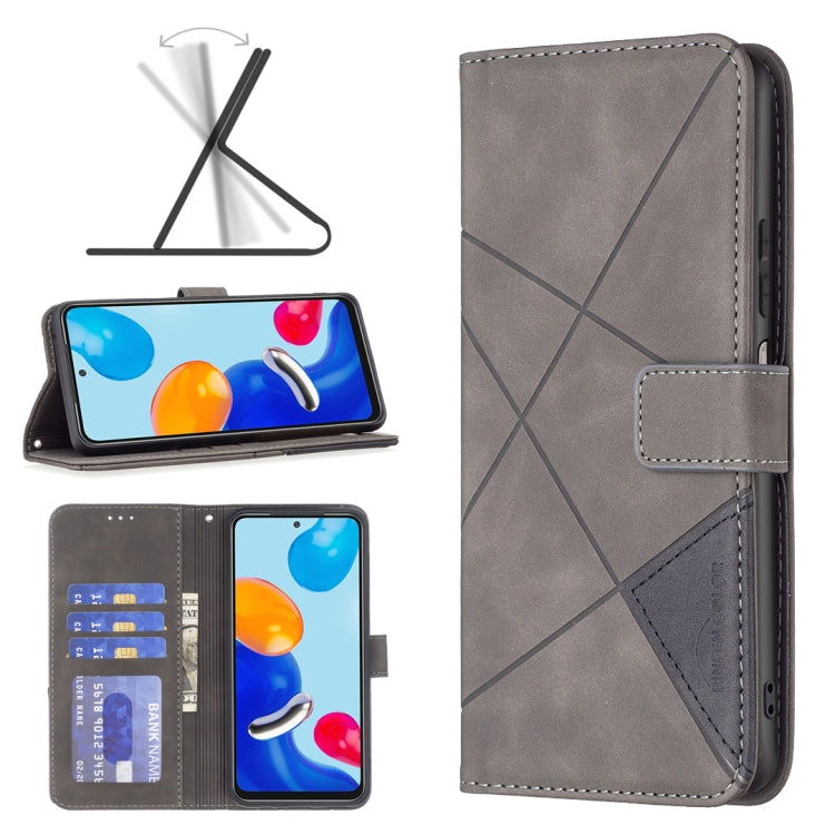 For Xiaomi Redmi Note 12S 4G / Note 11 Magnetic Buckle Rhombus Texture Leather Phone Case