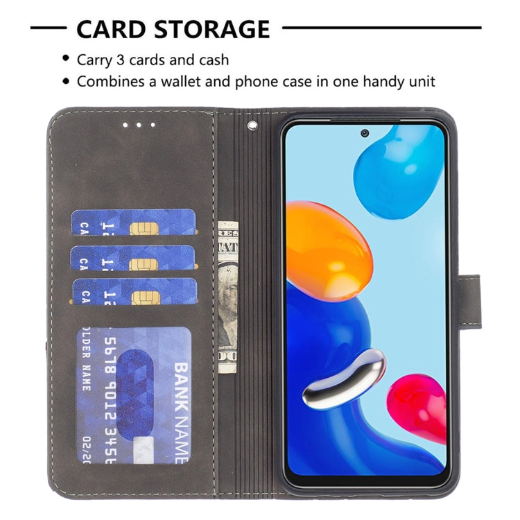 For Xiaomi Redmi Note 12S 4G / Note 11 Magnetic Buckle Rhombus Texture Leather Phone Case