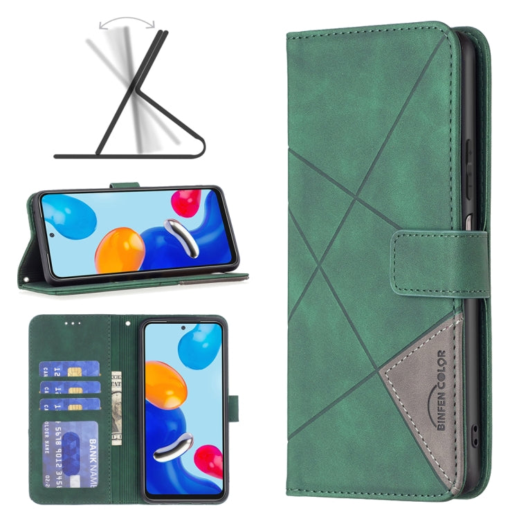 For Xiaomi Redmi Note 12S 4G / Note 11 Magnetic Buckle Rhombus Texture Leather Phone Case