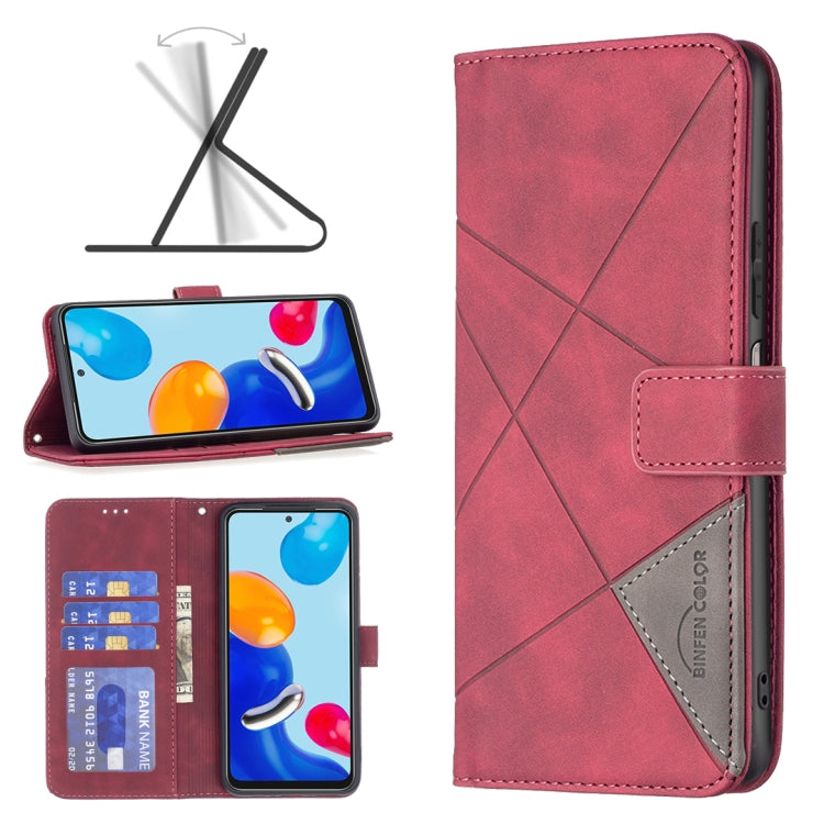 For Xiaomi Redmi Note 12S 4G / Note 11 Magnetic Buckle Rhombus Texture Leather Phone Case