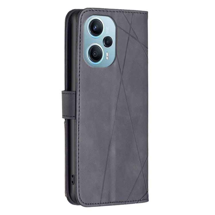 For Xiaomi Poco F5 5G / Redmi Note 12 Turbo Magnetic Buckle Rhombus Texture Leather Phone Case