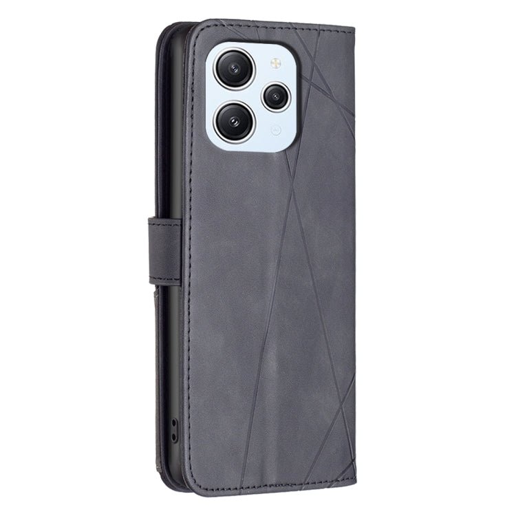For Xiaomi Redmi 12 4G Magnetic Buckle Rhombus Texture Leather Phone Case
