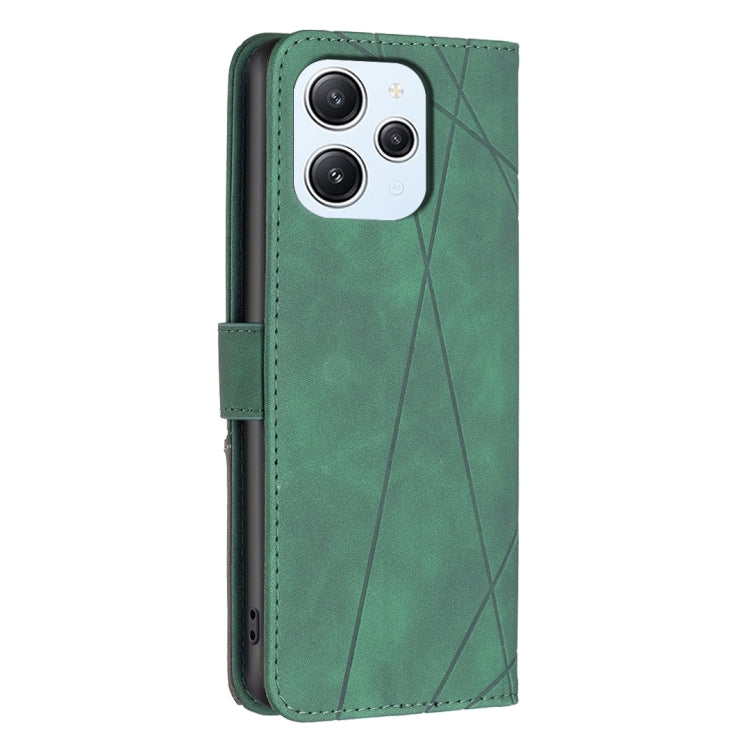 For Xiaomi Redmi 12 4G Magnetic Buckle Rhombus Texture Leather Phone Case