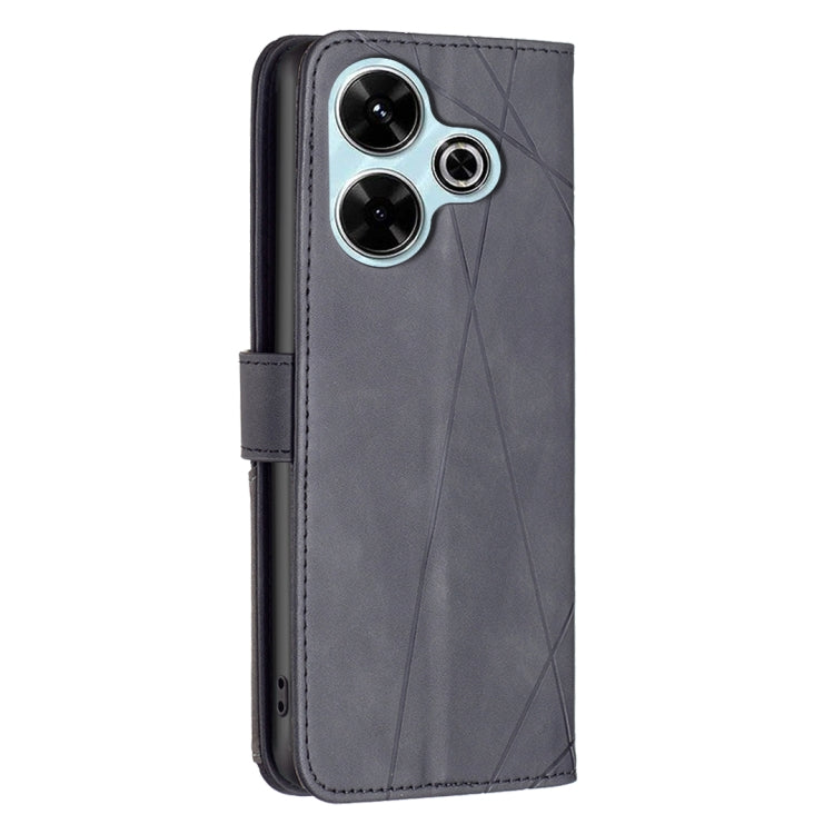 For Xiaomi Poco M6 4G / Redmi 13 4G Magnetic Buckle Rhombus Texture Leather Phone Case
