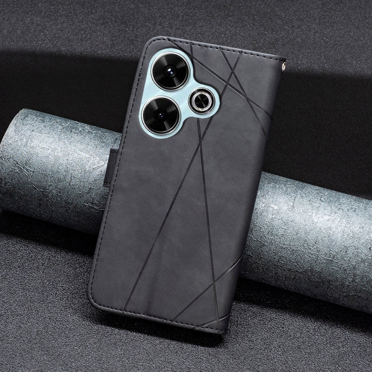 For Xiaomi Poco M6 4G / Redmi 13 4G Magnetic Buckle Rhombus Texture Leather Phone Case
