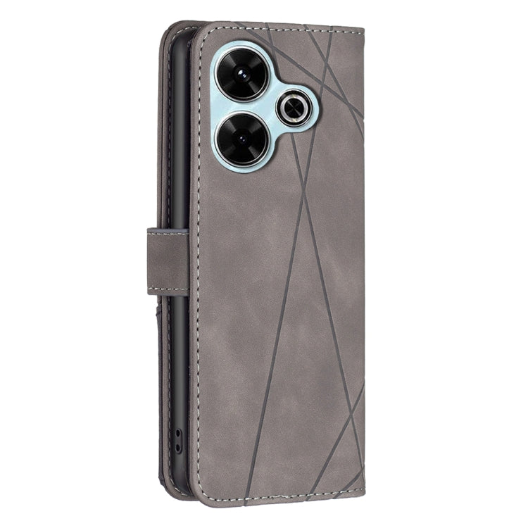 For Xiaomi Poco M6 4G / Redmi 13 4G Magnetic Buckle Rhombus Texture Leather Phone Case
