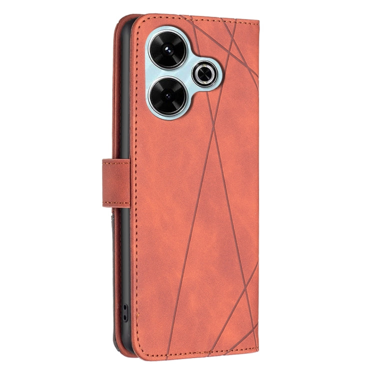 For Xiaomi Poco M6 4G / Redmi 13 4G Magnetic Buckle Rhombus Texture Leather Phone Case