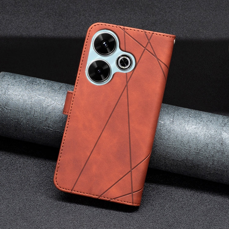 For Xiaomi Poco M6 4G / Redmi 13 4G Magnetic Buckle Rhombus Texture Leather Phone Case
