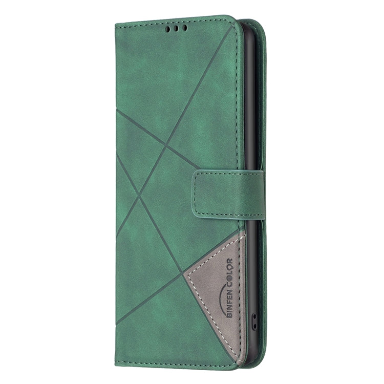 For Xiaomi Poco M6 4G / Redmi 13 4G Magnetic Buckle Rhombus Texture Leather Phone Case