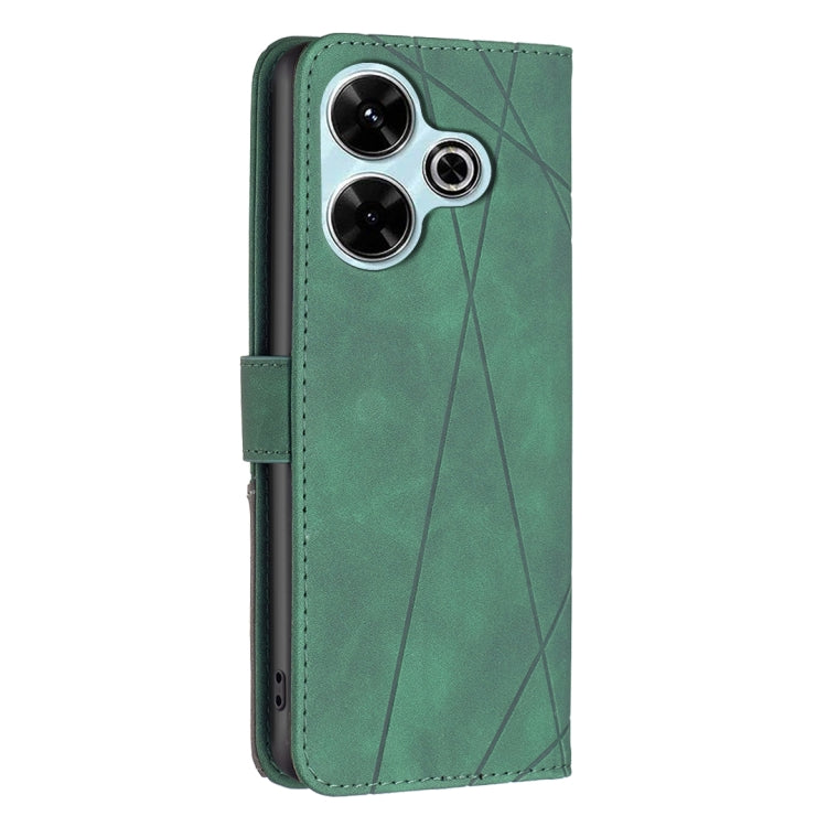 For Xiaomi Poco M6 4G / Redmi 13 4G Magnetic Buckle Rhombus Texture Leather Phone Case