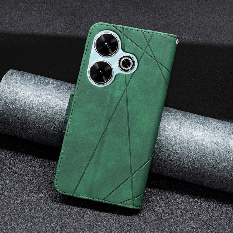For Xiaomi Poco M6 4G / Redmi 13 4G Magnetic Buckle Rhombus Texture Leather Phone Case