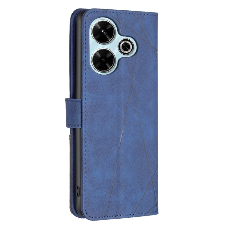 For Xiaomi Poco M6 4G / Redmi 13 4G Magnetic Buckle Rhombus Texture Leather Phone Case