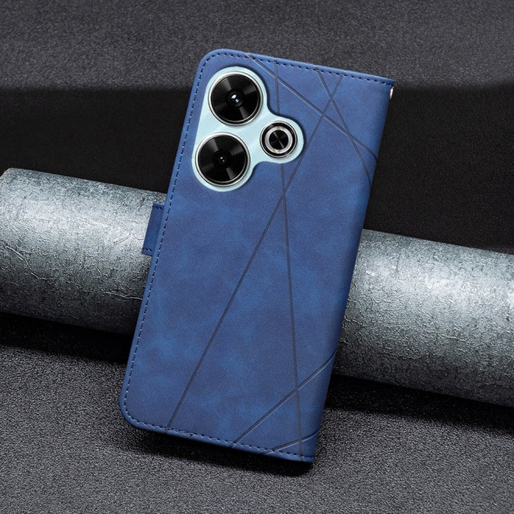 For Xiaomi Poco M6 4G / Redmi 13 4G Magnetic Buckle Rhombus Texture Leather Phone Case