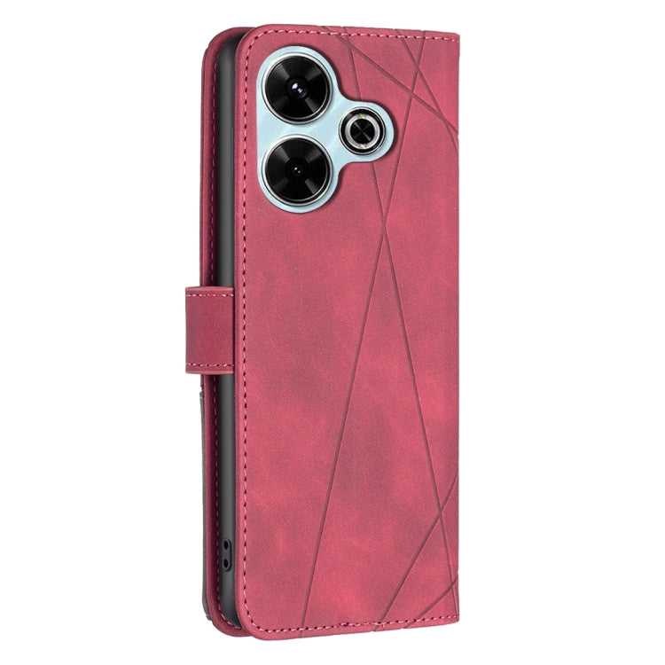 For Xiaomi Poco M6 4G / Redmi 13 4G Magnetic Buckle Rhombus Texture Leather Phone Case