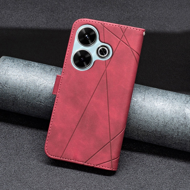 For Xiaomi Poco M6 4G / Redmi 13 4G Magnetic Buckle Rhombus Texture Leather Phone Case