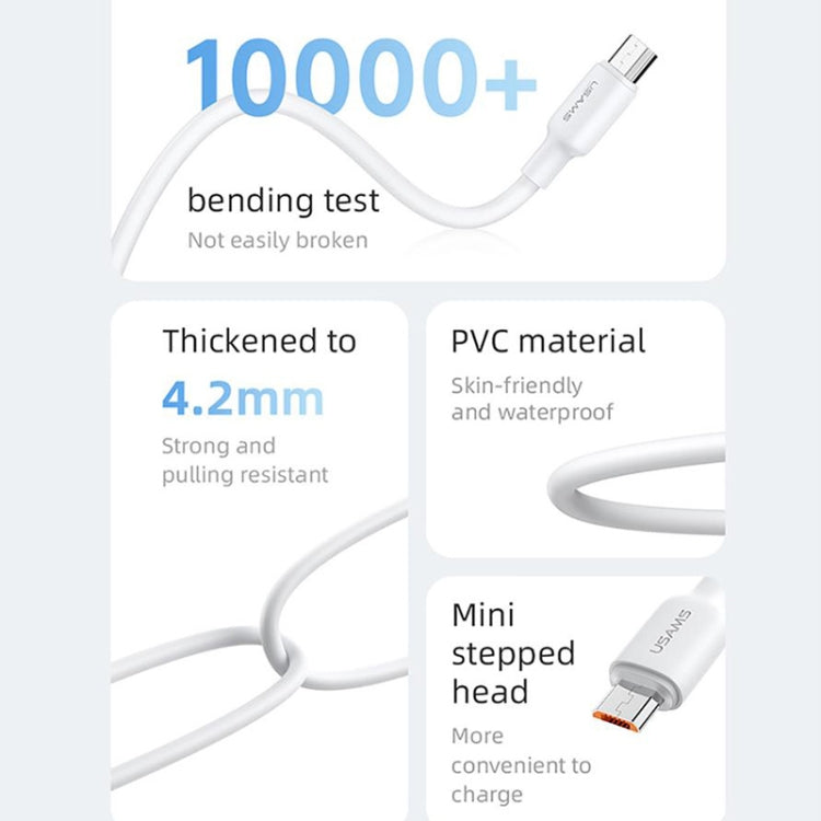 USAMS US-SJ607 U84 2A USB to Micro USB Charging Data Cable, Cable Length:1m(White)
