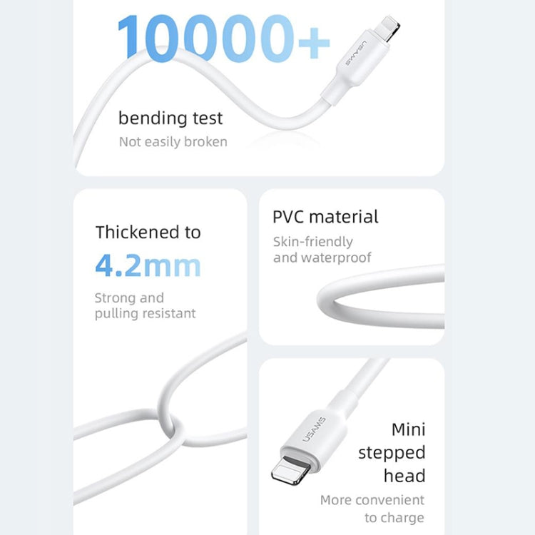 USAMS US-SJ612 U84 PD20W USB-C / Type-C to 8 Pin Charging Data Cable, Cable Length:3m(White)