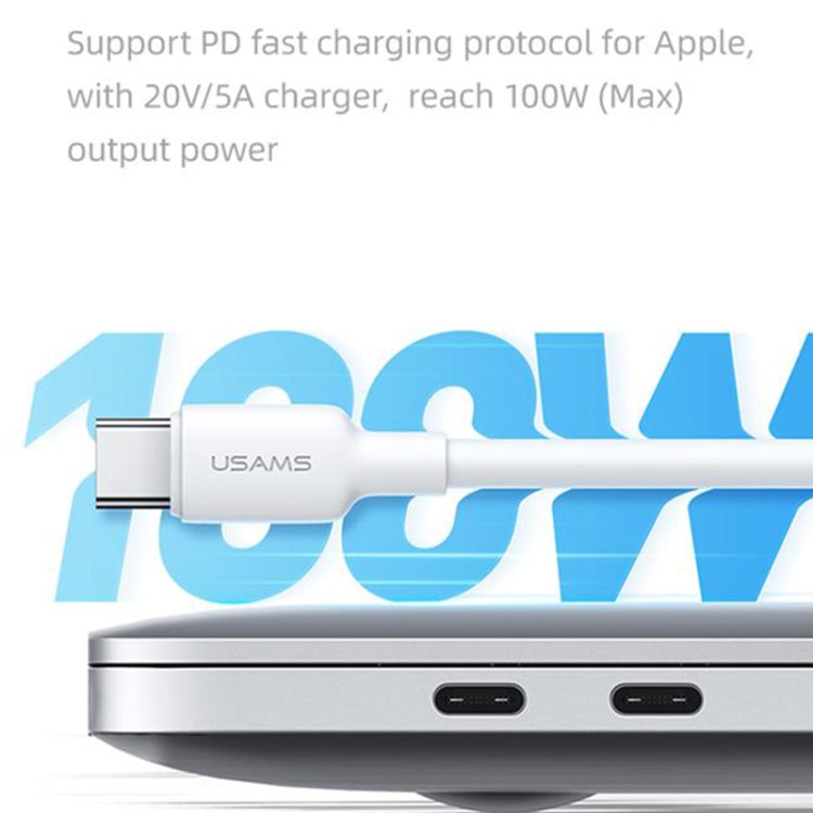 USAMS US-SJ613 U84 PD100W USB-C / Type-C to USB-C / Type-C Charging Data Cable, Cable Length:1m(White)