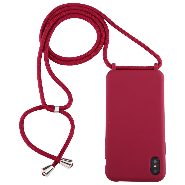 For iPhone X / XS Candy Color TPU Protective Case with Lanyard