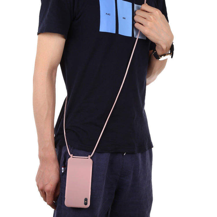 For iPhone XS Max Candy Color TPU Protective Case with Lanyard