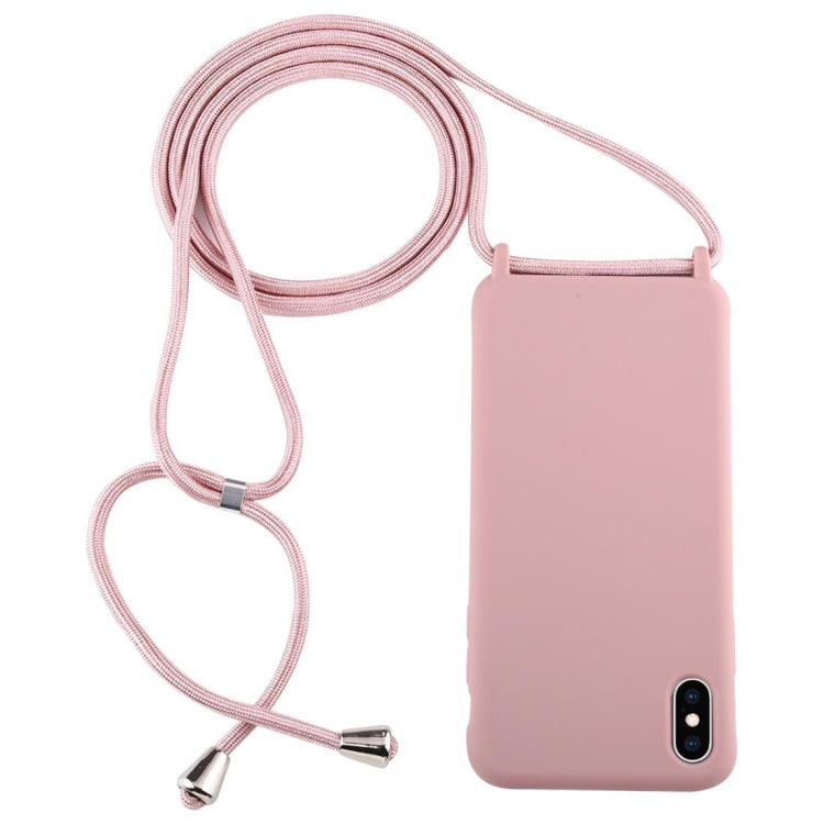 For iPhone XS Max Candy Color TPU Protective Case with Lanyard