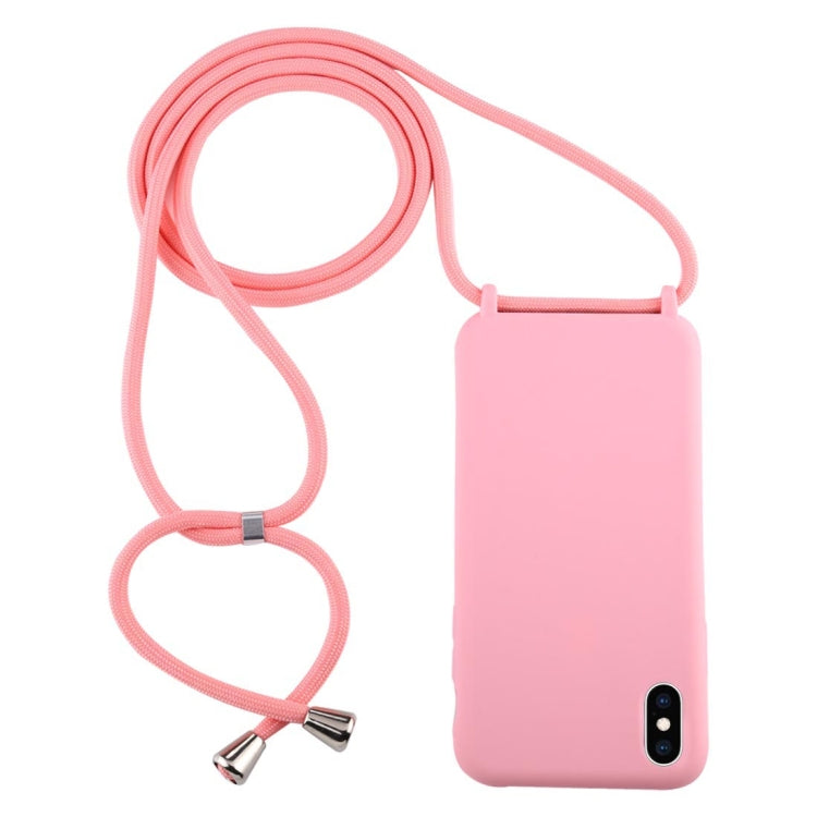 For iPhone XS Max Candy Color TPU Protective Case with Lanyard