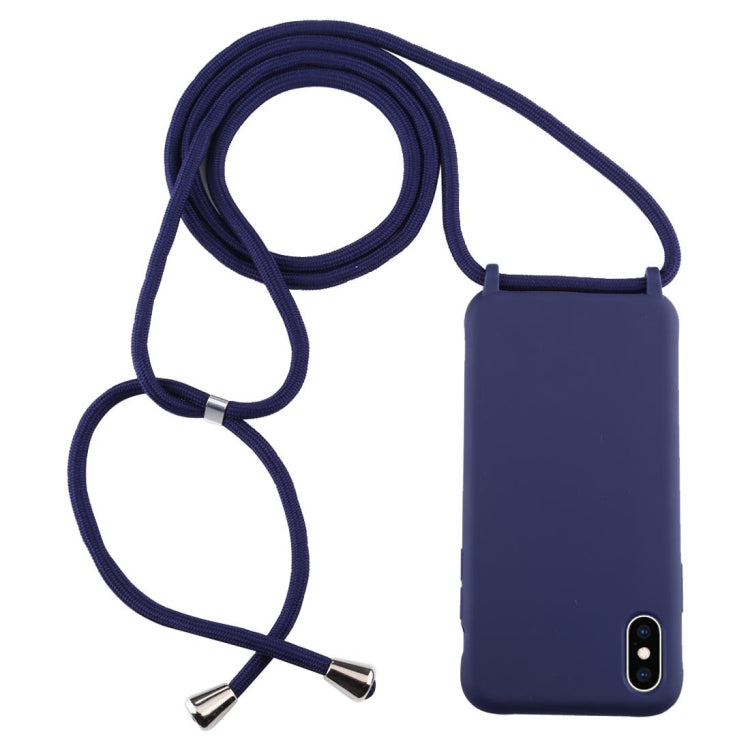 For iPhone XS Max Candy Color TPU Protective Case with Lanyard