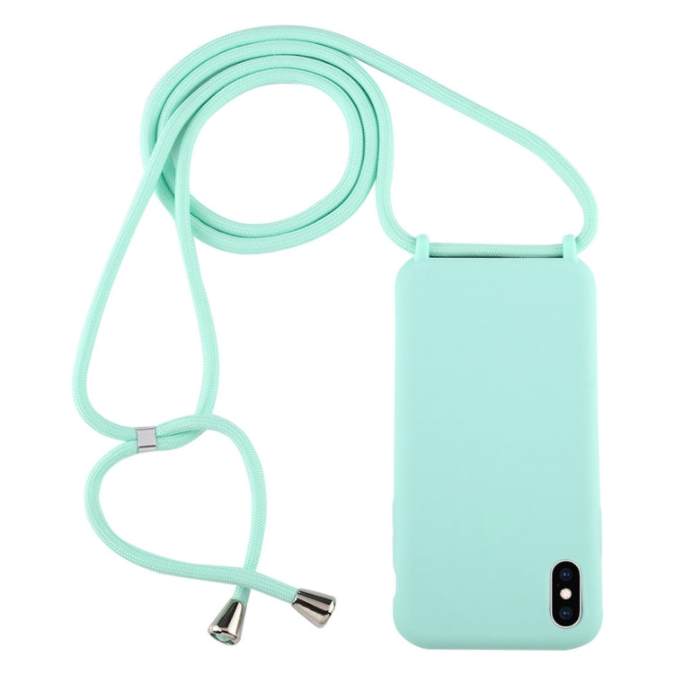 For iPhone XS Max Candy Color TPU Protective Case with Lanyard