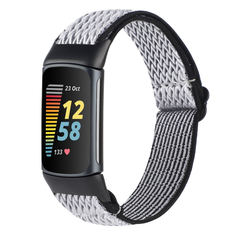 For Fitbit Charge 5 Buckle Wave Braided Nylon Watch Band