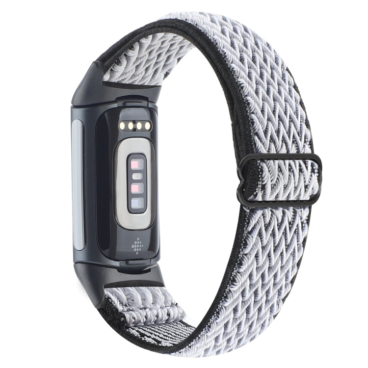 For Fitbit Charge 5 Buckle Wave Braided Nylon Watch Band