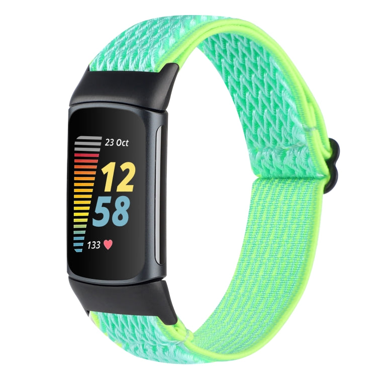 For Fitbit Charge 5 Buckle Wave Braided Nylon Watch Band