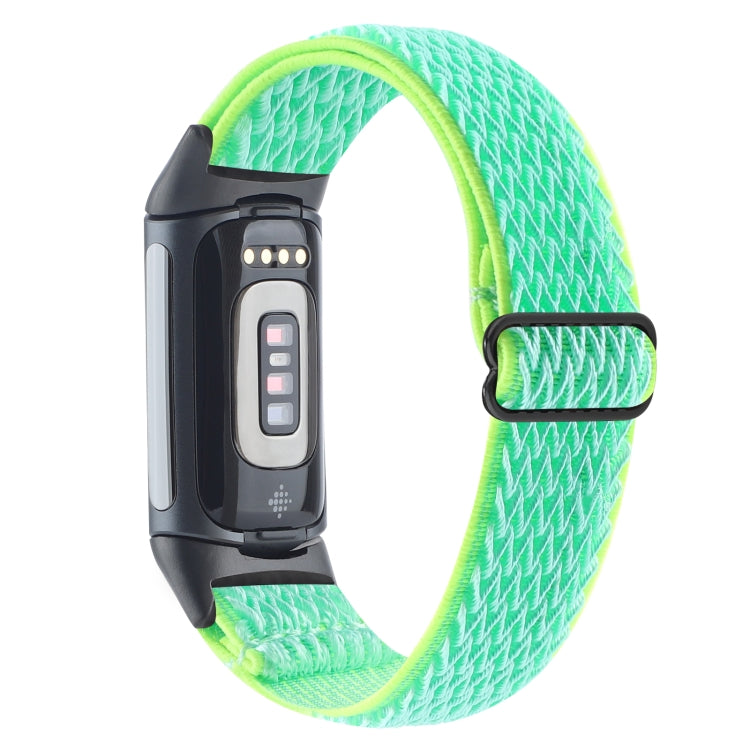 For Fitbit Charge 5 Buckle Wave Braided Nylon Watch Band