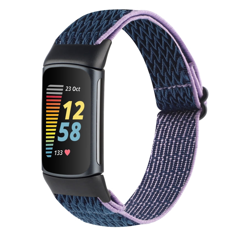 For Fitbit Charge 5 Buckle Wave Braided Nylon Watch Band