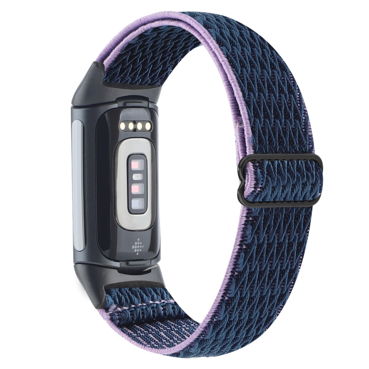 For Fitbit Charge 5 Buckle Wave Braided Nylon Watch Band