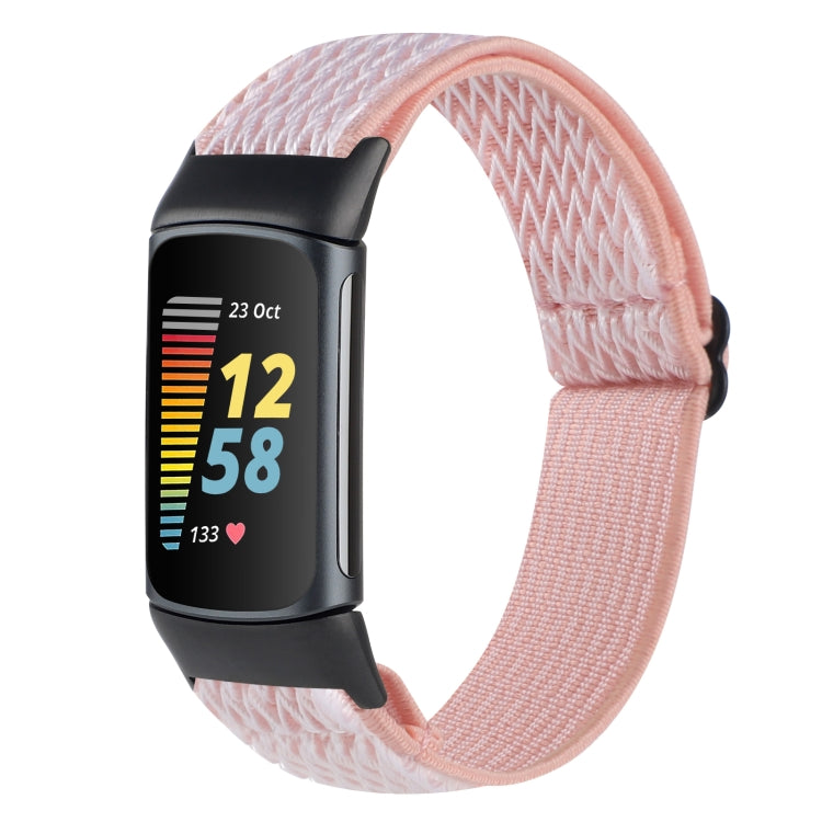 For Fitbit Charge 5 Buckle Wave Braided Nylon Watch Band