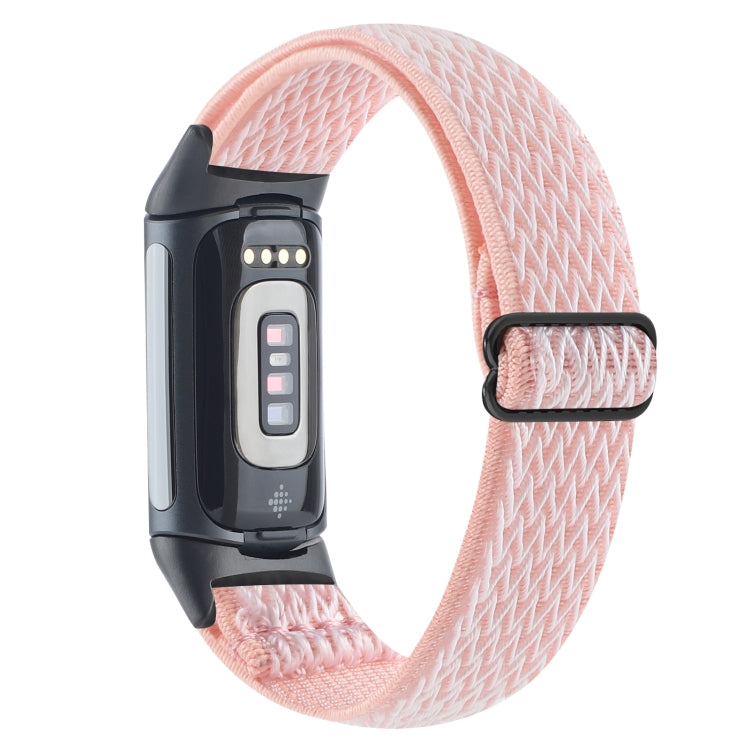 For Fitbit Charge 5 Buckle Wave Braided Nylon Watch Band
