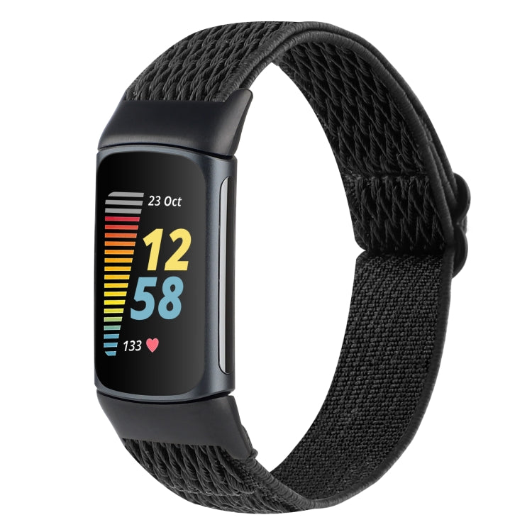 For Fitbit Charge 5 Buckle Wave Braided Nylon Watch Band