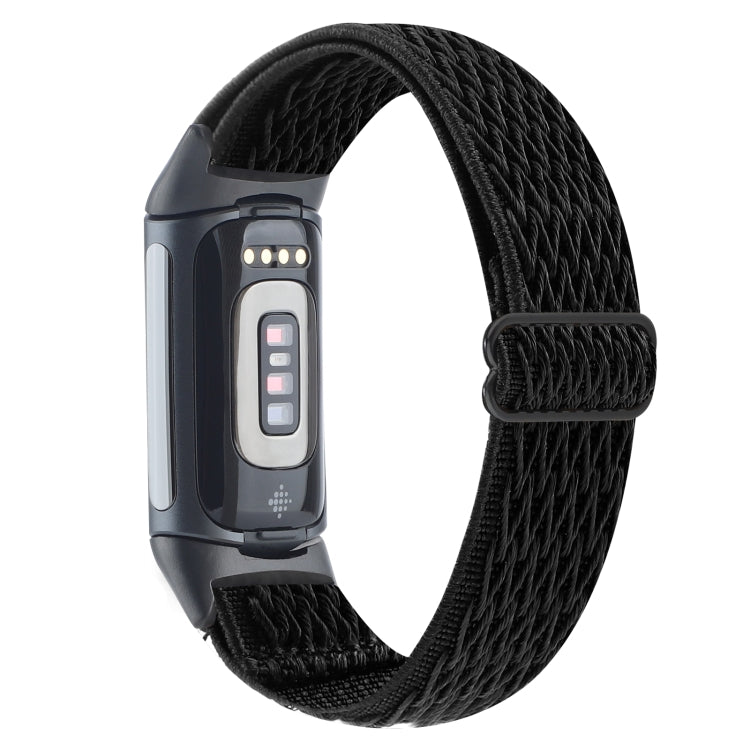 For Fitbit Charge 5 Buckle Wave Braided Nylon Watch Band