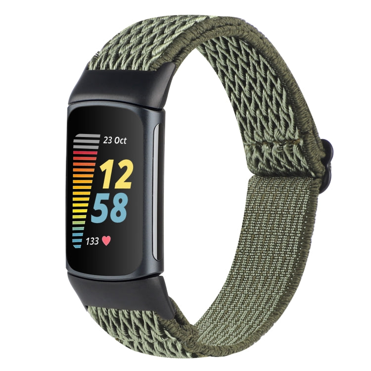For Fitbit Charge 5 Buckle Wave Braided Nylon Watch Band