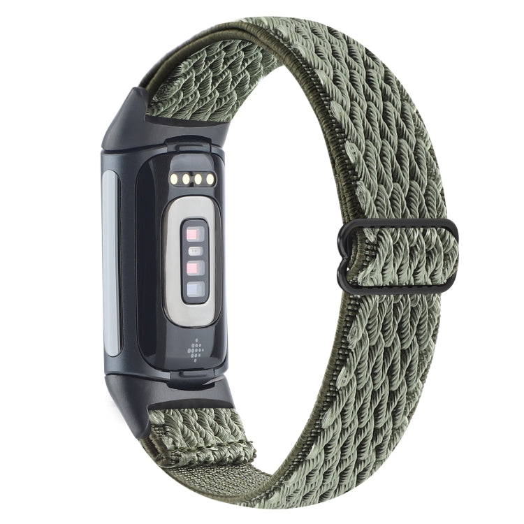 For Fitbit Charge 5 Buckle Wave Braided Nylon Watch Band