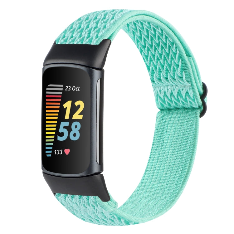 For Fitbit Charge 5 Buckle Wave Braided Nylon Watch Band