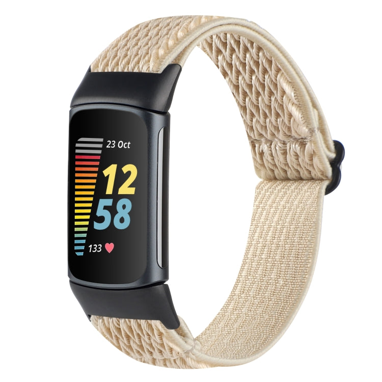 For Fitbit Charge 5 Buckle Wave Braided Nylon Watch Band