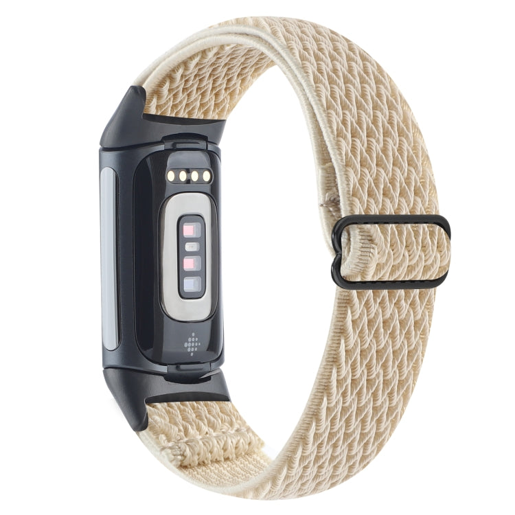 For Fitbit Charge 5 Buckle Wave Braided Nylon Watch Band