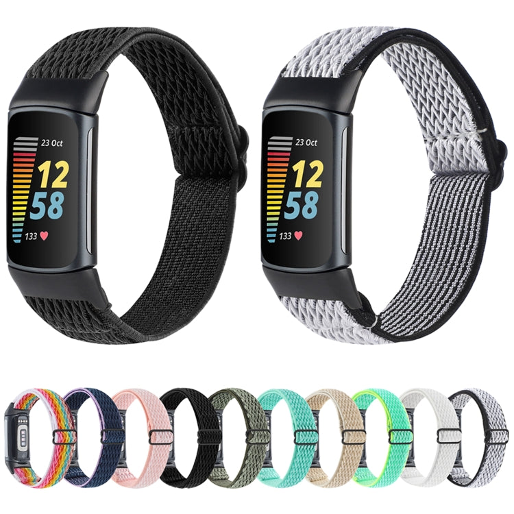 For Fitbit Charge 5 Buckle Wave Braided Nylon Watch Band